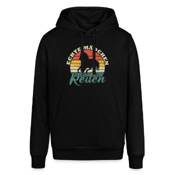 Echte mädchen reiten - Stanley/Stella Unisex Hoodie SOUNDER - Schwarz - Vorne - Alina (178cm) & Michal (187cm)