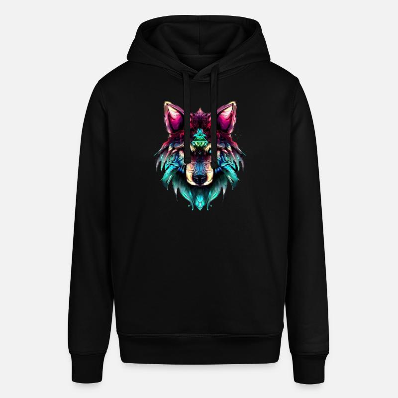 Mystic Wolf Synthwave Wolf Head - Sweat à capuche SOUNDER Stanley/Stella Unisexe - noir