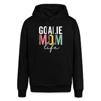Torwart Mama Leben Lustige Mama Leopard Torwart Mama - Stanley/Stella Unisex Hoodie SOUNDER - Schwarz - Vorne - Alina (178cm) & Michal (187cm)