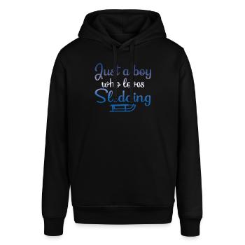Sledding Boys Design - Stanley/Stella SOUNDER Unisex Hoodie - black - Front - Alina (178cm) & Michal (187cm)