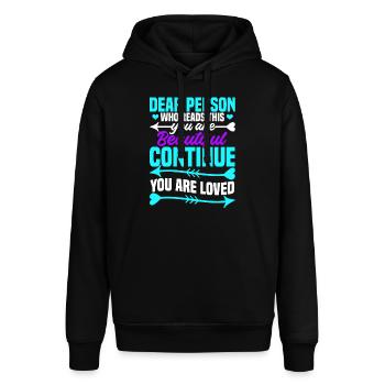 Monat der Suizidprävention Unterstützung der - Stanley/Stella Unisex Hoodie SOUNDER - Schwarz - Vorne - Alina (178cm) & Michal (187cm)