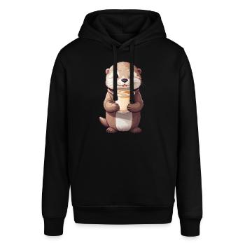 Otter Coffee Time Sweet Coffee Animal Design - Stanley/Stella SOUNDER Unisex Hoodie - black - Front - Alina (178cm) & Michal (187cm)
