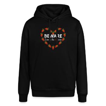 Erdbeerwoche Menstruation Blutung Endometriose - Stanley/Stella Unisex Hoodie SOUNDER - Schwarz - Vorne - Alina (178cm) & Michal (187cm)