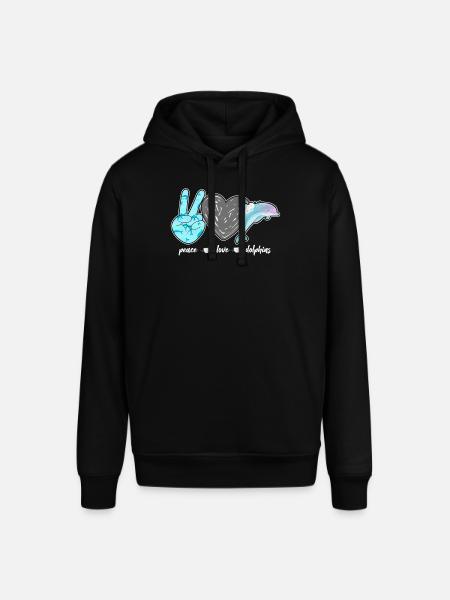 Dolphin Peace Love Dolphin - Stanley/Stella SOUNDER Unisex Hoodie - black