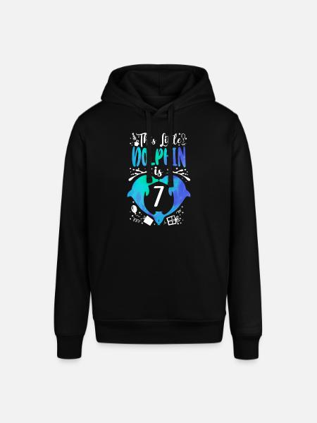 Dolphin 7th Birthday This Little - Stanley/Stella SOUNDER Unisex Hoodie - black