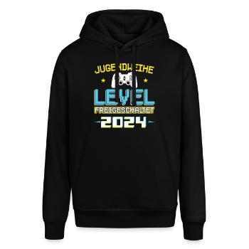 Jugendweihe 2024 Mädchen Junge - Stanley/Stella Unisex Hoodie SOUNDER - Schwarz - Vorne - Alina (178cm) & Michal (187cm)