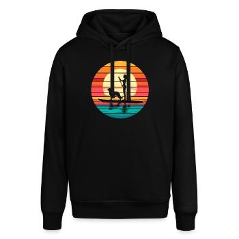 Stand Up Paddle Retro Vintage Hund Frau SUP - Stanley/Stella Unisex Hoodie SOUNDER - Schwarz - Vorne - Alina (178cm) & Michal (187cm)
