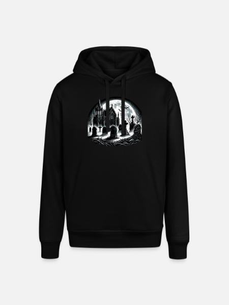 Moonlit Gothic Graveyard: Eerie Night Scene - Stanley/Stella SOUNDER Unisex Hoodie - black