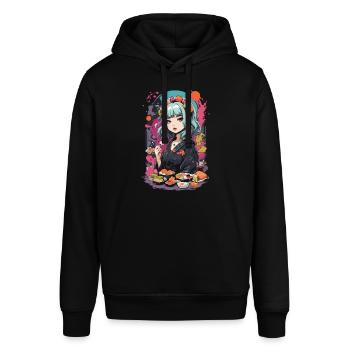 Anime Sushi e-Girl Goth Pastel Style Design - Sweat à capuche SOUNDER Stanley/Stella Unisexe - noir - Devant - Alina (178cm) & Michal (187cm)