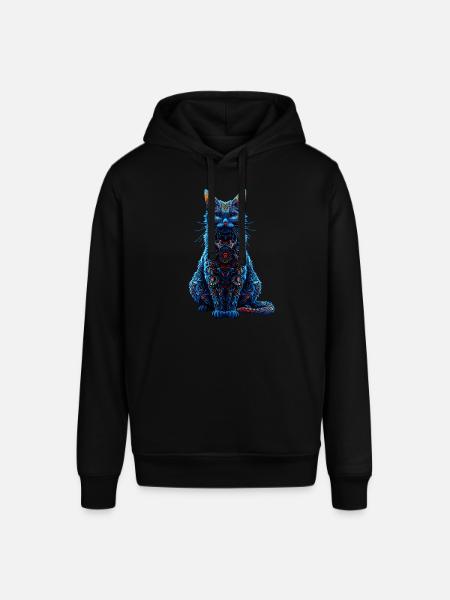 Komplizierter psychedelischer Fraktal-Katze-Rave-Pilz - Stanley/Stella Unisex Hoodie SOUNDER - Schwarz