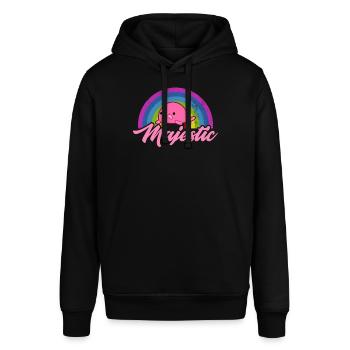 Lustiger Blobfisch Meerestier Regenbogen - Stanley/Stella Unisex Hoodie SOUNDER - Schwarz - Vorne - Alina (178cm) & Michal (187cm)