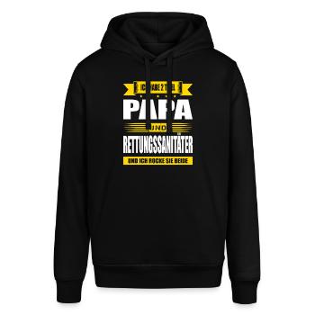 Zwei Titel Papa Und Rettungssanitäter Sanitäter - Stanley/Stella Unisex Hoodie SOUNDER - Schwarz - Vorne - Alina (178cm) & Michal (187cm)