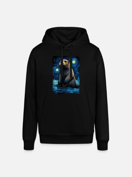 Otter Starry Night - Stanley/Stella Unisex Hoodie SOUNDER - Schwarz