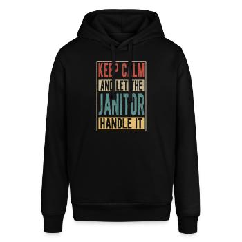 Janitor Retro Gift - Stanley/Stella SOUNDER Unisex Hoodie - black - Front - Alina (178cm) & Michal (187cm)