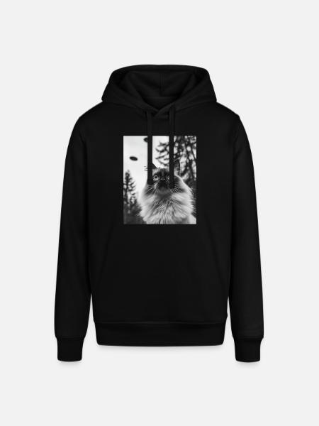 Cat - Alien Selfie Birman UFO - Stanley/Stella SOUNDER Unisex Hoodie - black