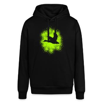 Fliegende Ente – Perfekt für Jäger und Naturfreund - Stanley/Stella Unisex Hoodie SOUNDER - Schwarz - Vorne - Alina (178cm) & Michal (187cm)