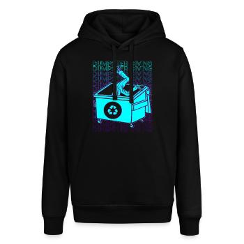 Dumpster Diving Mülltaucher Trash Picker Retro - Stanley/Stella Unisex Hoodie SOUNDER - Schwarz - Vorne - Alina (178cm) & Michal (187cm)