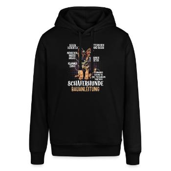 SCHÄFERHUNDE BAUANLEITUNG Lustiges Schäferhund - Stanley/Stella Unisex Hoodie SOUNDER - Schwarz - Vorne - Alina (178cm) & Michal (187cm)