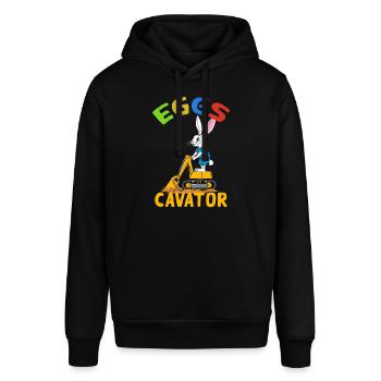 Lustiger Ostern Spruch Osterhase Baggerfahrer - Stanley/Stella Unisex Hoodie SOUNDER - Schwarz - Vorne - Alina (178cm) & Michal (187cm)