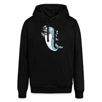 Delfin Emoticon - Stanley/Stella Unisex Hoodie SOUNDER - Schwarz - Vorne - Alina (178cm) & Michal (187cm)