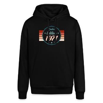 Exklusiv 1971 - Retro Geburtsjahrgang - Stanley/Stella Unisex Hoodie SOUNDER - Schwarz - Vorne - Alina (178cm) & Michal (187cm)