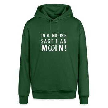 Hamburg Tshirt Geschenk Moin Hamburch Fußball - Stanley/Stella Unisex Hoodie SOUNDER - Flaschengrün - Vorne - Alina (178cm) & Michal (187cm)