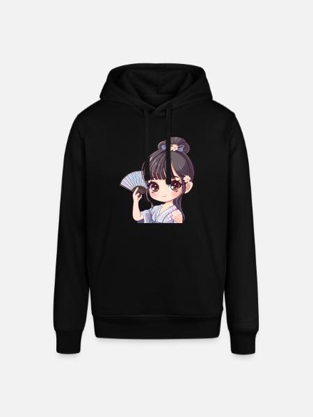 Anime Mädchen mit Fächer - Stanley/Stella Unisex Hoodie SOUNDER - Schwarz