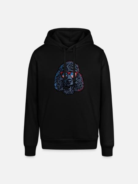 Poodle with American Sunglasses - Stanley/Stella SOUNDER Unisex Hoodie - black