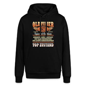 49. GEBURTSTAG OLDTIMER 1975 - Stanley/Stella Unisex Hoodie SOUNDER - Schwarz - Vorne - Alina (178cm) & Michal (187cm)