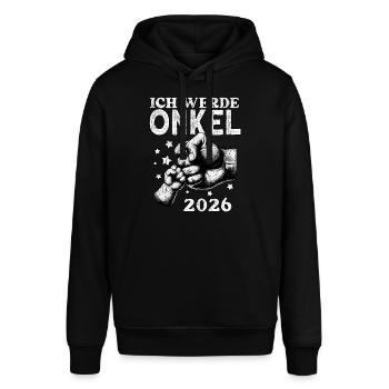 Ich werde Onkel 2026 - Stanley/Stella Unisex Hoodie SOUNDER - Schwarz - Vorne - Alina (178cm) & Michal (187cm)