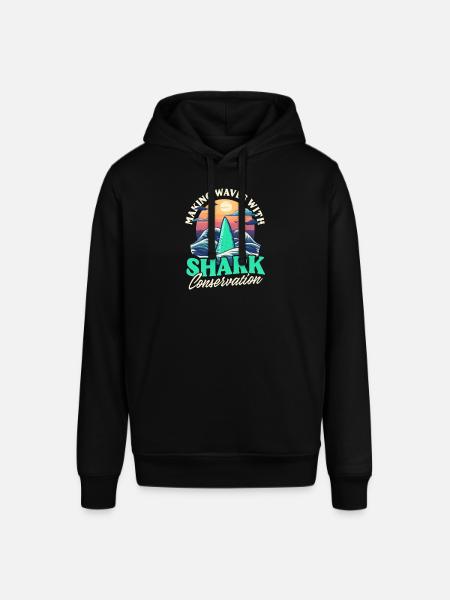 Biolog Shark Lover Waves Shark Conservation - Stanley/Stella SOUNDER unisex hoodie - sort