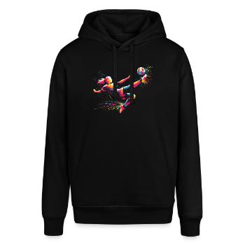 Fußball Fußballerin, bunt, Fussballspielerin Frau - Stanley/Stella Unisex Hoodie SOUNDER - Schwarz - Vorne - Alina (178cm) & Michal (187cm)