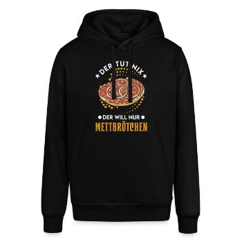 Der tut nix Der will nur Mettbrötchen Mett - Stanley/Stella Unisex Hoodie SOUNDER - Schwarz - Vorne - Alina (178cm) & Michal (187cm)