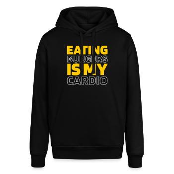 Burger Hamburger Funny Cardio Quote - Stanley/Stella Unisex Hoodie SOUNDER - Schwarz - Vorne - Alina (178cm) & Michal (187cm)