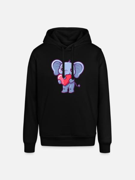 Yndig elefant med hjerte illustration til - Stanley/Stella SOUNDER unisex hoodie - sort