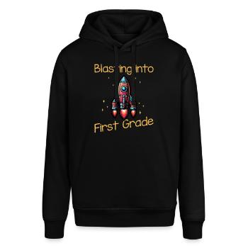 Blasting Into First Grade - Stanley/Stella SOUNDER Unisex Hoodie - black - Front - Alina (178cm) & Michal (187cm)