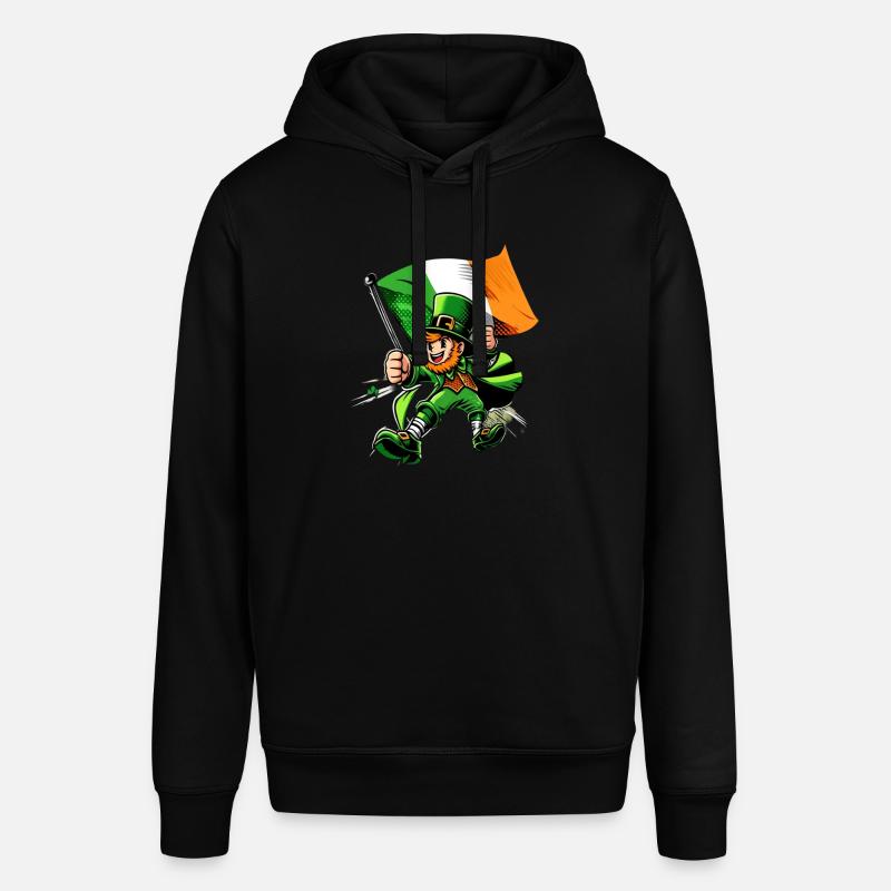 Leprechaun (lutin irlandais) avec drapeau - Sweat à capuche SOUNDER Stanley/Stella Unisexe - noir