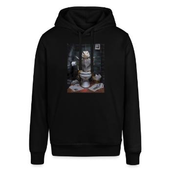 Eidechse Toilette Zeitung lesen Geschenk - Stanley/Stella Unisex Hoodie SOUNDER - Schwarz - Vorne - Alina (178cm) & Michal (187cm)