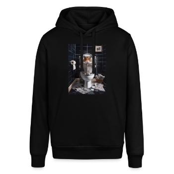 Hamster Toilette Zeitung lesen Geschenk - Stanley/Stella Unisex Hoodie SOUNDER - Schwarz - Vorne - Alina (178cm) & Michal (187cm)