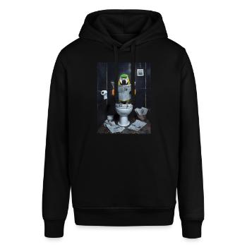 Papagei Toilette Zeitung lesen Geschenk - Stanley/Stella Unisex Hoodie SOUNDER - Schwarz - Vorne - Alina (178cm) & Michal (187cm)