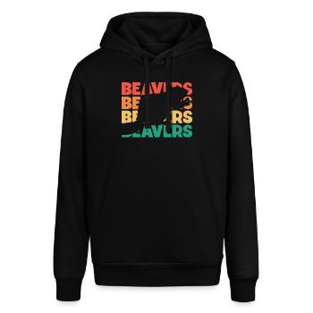 Biber Retro Text Castor Canadensis Nord - Stanley/Stella Unisex Hoodie SOUNDER - Schwarz - Vorne - Alina (178cm) & Michal (187cm)