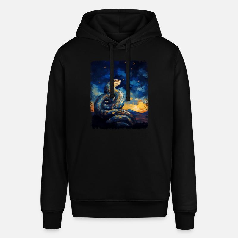 Kugelpython Schlange Sternennacht Gemälde - Stanley/Stella Unisex Hoodie SOUNDER - Schwarz
