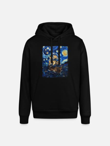 Piratenschiff Sternennacht Gemälde - Stanley/Stella Unisex Hoodie SOUNDER - Schwarz