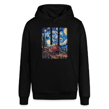 Achterbahn Vergnügungspark Sternennacht Malerei - Stanley/Stella Unisex Hoodie SOUNDER - Schwarz - Vorne - Alina (178cm) & Michal (187cm)