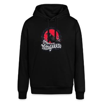 Japanische Mythologie Dreibeiniger Rabe Yatagarasu - Stanley/Stella Unisex Hoodie SOUNDER - Schwarz - Vorne - Alina (178cm) & Michal (187cm)