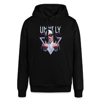 Provokant und Ausdrucksstark – Rebellische Mode - Stanley/Stella Unisex Hoodie SOUNDER - Schwarz - Vorne - Alina (178cm) & Michal (187cm)