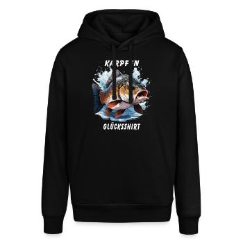 KARPFEN GLÜCKSSHIRT - Stanley/Stella Unisex Hoodie SOUNDER - Schwarz - Vorne - Alina (178cm) & Michal (187cm)