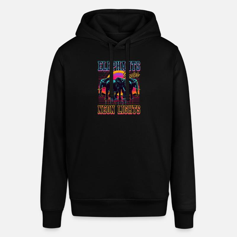 Éléphant Eléphants Sous Les Néons - Sweat à capuche SOUNDER Stanley/Stella Unisexe - noir