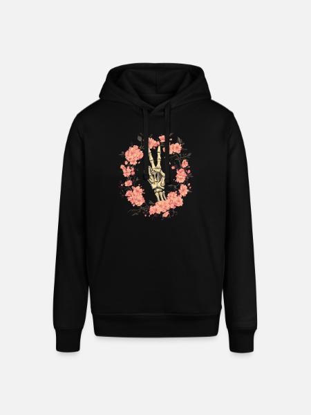 Skeleton Hand Peace Sign - Stanley/Stella SOUNDER Unisex Hoodie - black