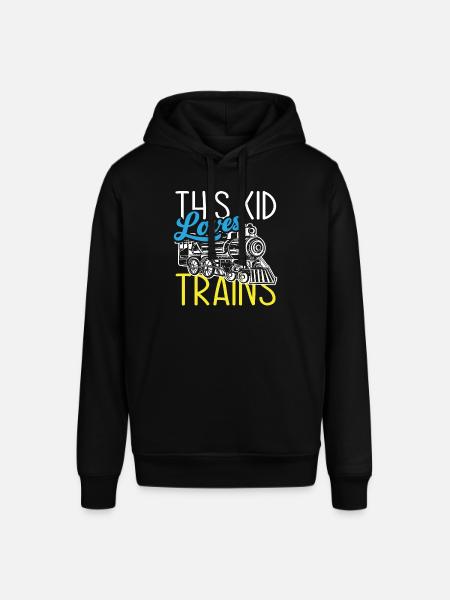 This Kid Loves Trains Railroad - Stanley/Stella SOUNDER Unisex Hoodie - black